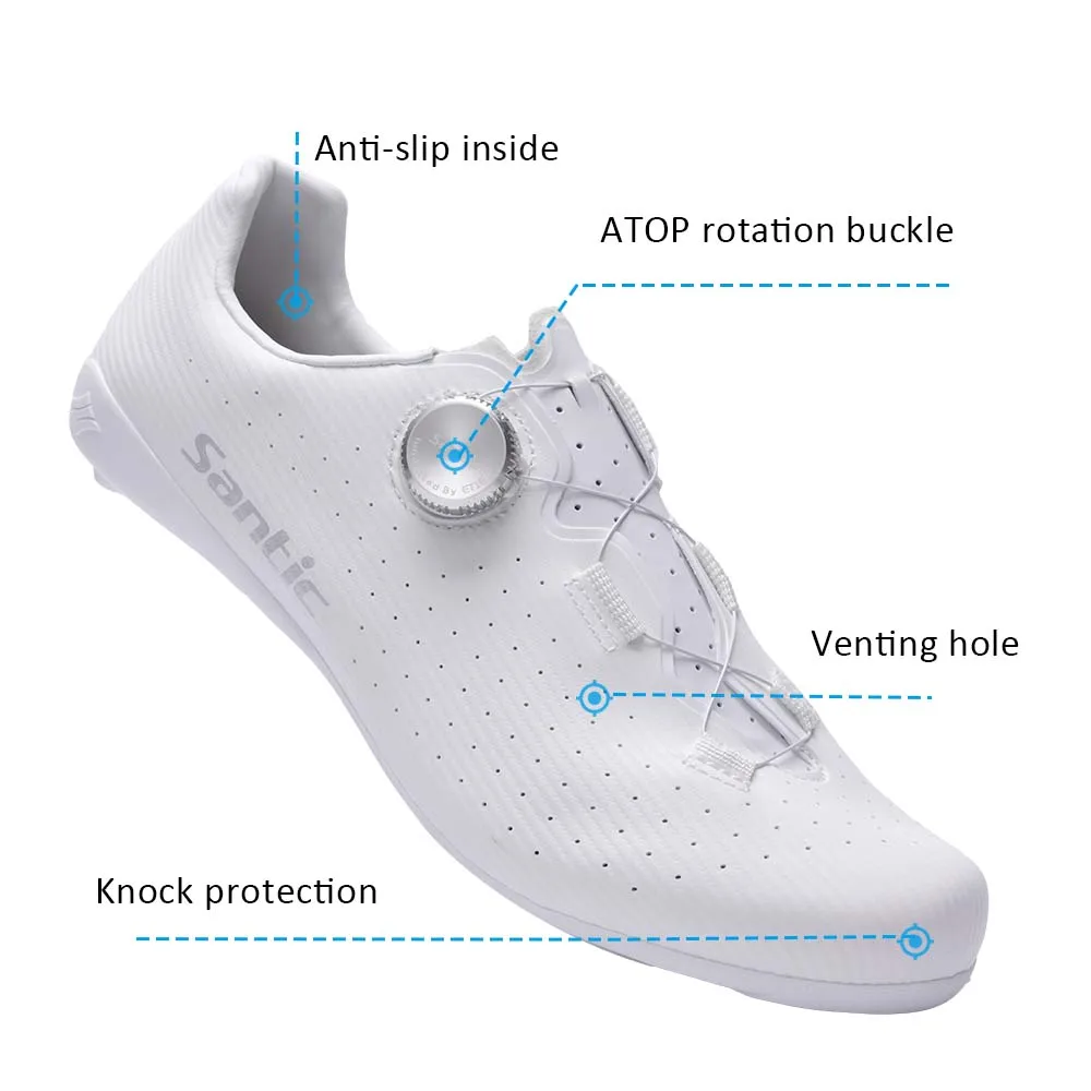 Santic Men Cycling Shoes Carbon Fiber Outsole Road Bike Shoes Women Breathable ATOP Reel Knob Lacing System WZS24043 cycling shoes
