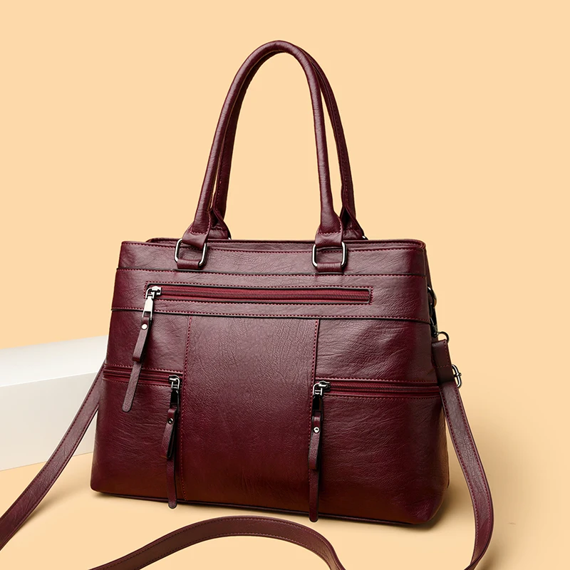 Women's handbag - vintage handbag with detachable shoulder strap - zipper closure, work and travel bag - durable