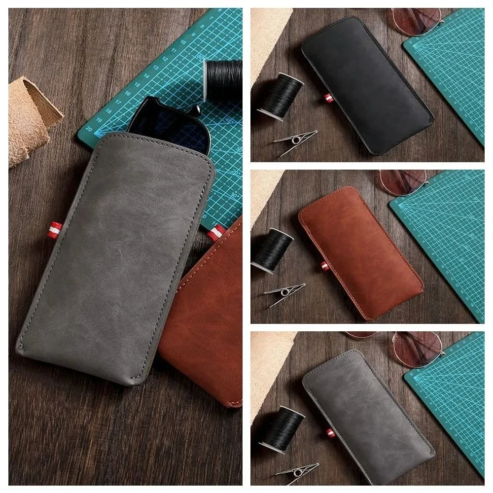 Velvet-Lined Fashionable Rectangle PU Leather Glasses Pouch