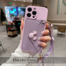Elegant Crossbody Strap Wallet Case with Card Holder - Fashion Handbag Cover - A14 4G 5G (Purple miqi)