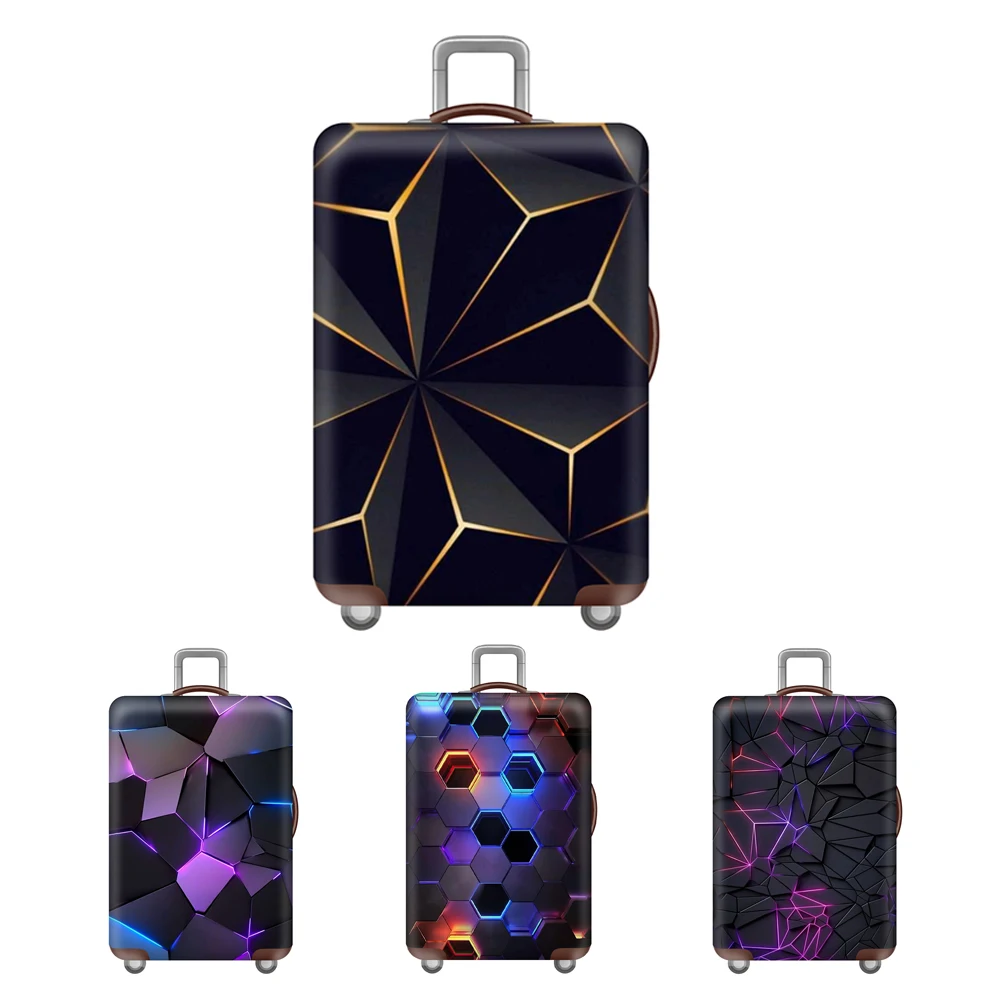 3D Novelty Geometric Pattern Luggage Protective Cover Thicken High Elastic Protector Cover Fits 18-32 Inch Travel Suitcase 3