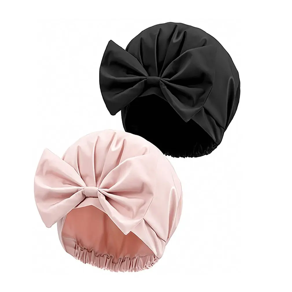 

Double Layer Waterproof Shower Caps For Women Waterproof Shower Cap Makeup Hood Shampoo Bath Thickening Caps