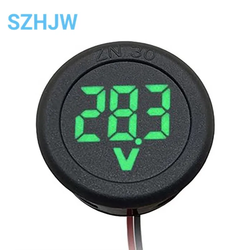 LED Digital Display Circular Voltmeter with Reverse Connection Protection