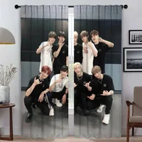 Anti-mosquito Curtains for Living Room Curtain Stray Kids Partition Home Interior Curtains 2 Pieces Shades Halloween Decoration 1
