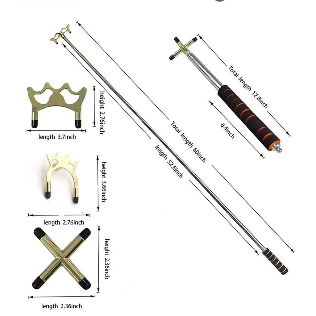 Retractable Billiards Pool Cue Bridge Stick With Removable Head For Snooker