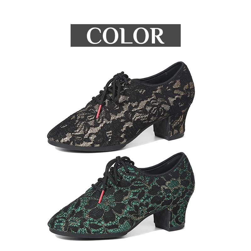 DKZSYIM Women Lace Dance Shoes Modern Tango Waltz Shoes Ballroom Dancing Shoes Rubber Sole Woman Dance Sneaker Size 34-41 2