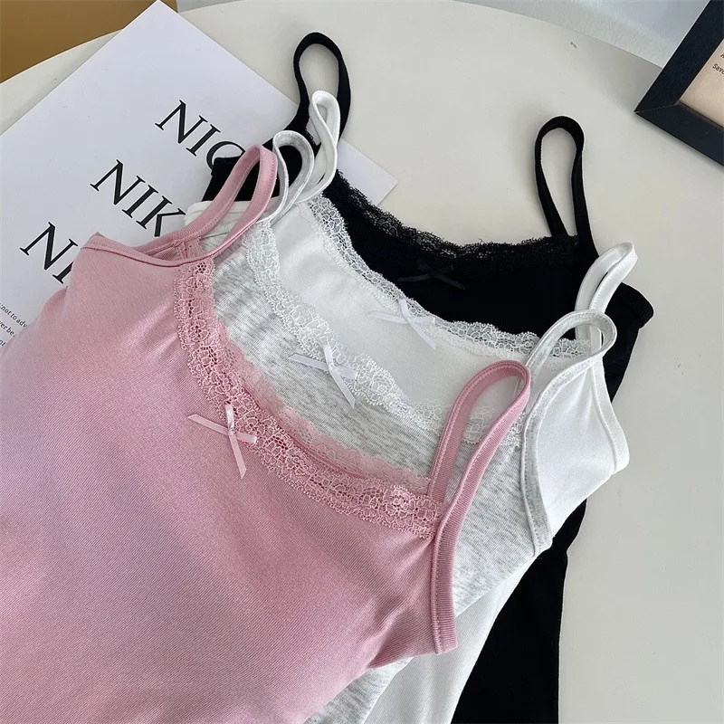 Polyester Summer Women Halter Lace Undershirt with Bra Pads