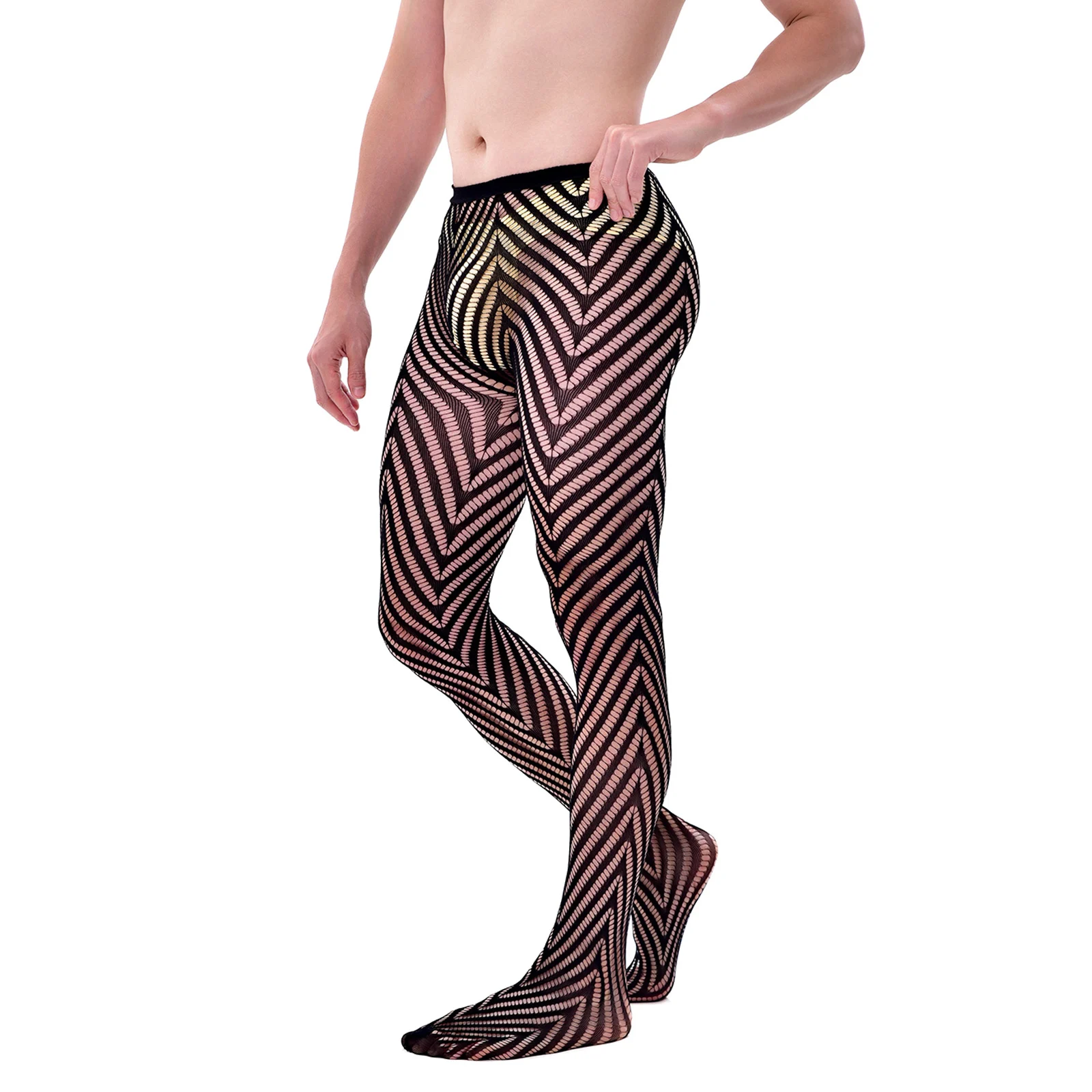 CLEVER-MENMODE Sexy Men's Pantyhose Club Wear Tights Fishnet Body Stockings Leggings Mesh Bottoms Fetish Party Underwear