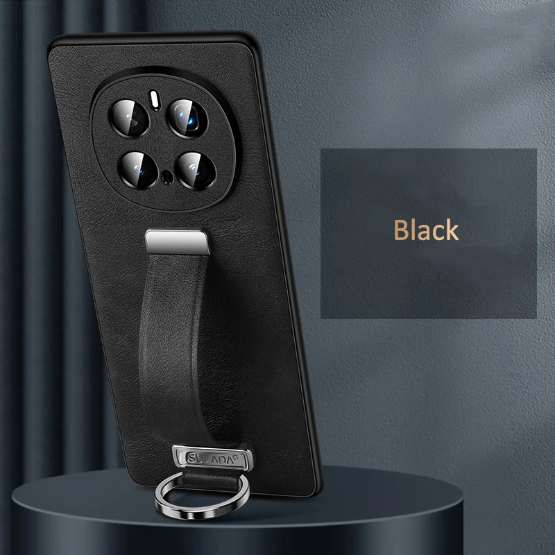 Luxury PU Leather Finger Grip Strap Case with Belt Loop - Premium Business Protector Shell