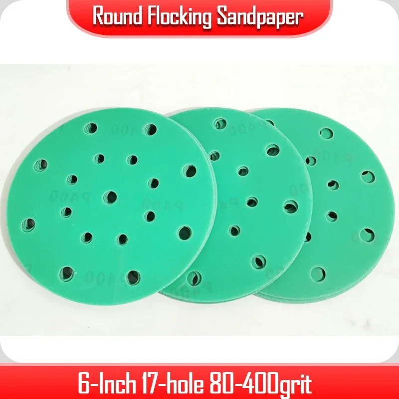 샌딩 디스크 후크 및 루프 샌드페이퍼 6In 17홀 FSTOOL/MIRKA 샌더용 건식 그라운드 연마 80-400grit 자체 접착 폴리쉬