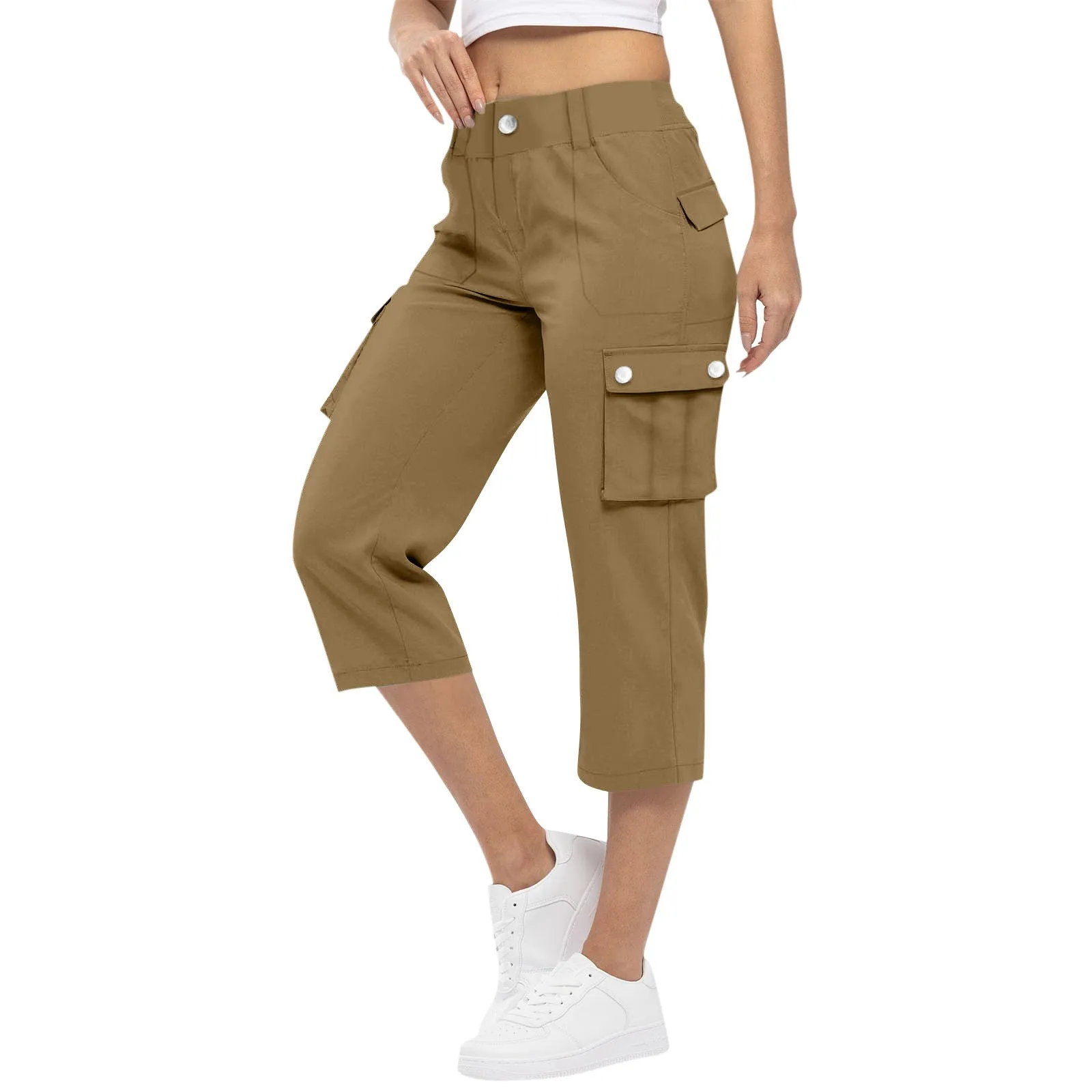 Pants Woman Cargo Capris Relaxed Fit Drawstring Waist Cargo Pant Summer Casual Lightweight 3/4 Trousers Pockets штаны карго