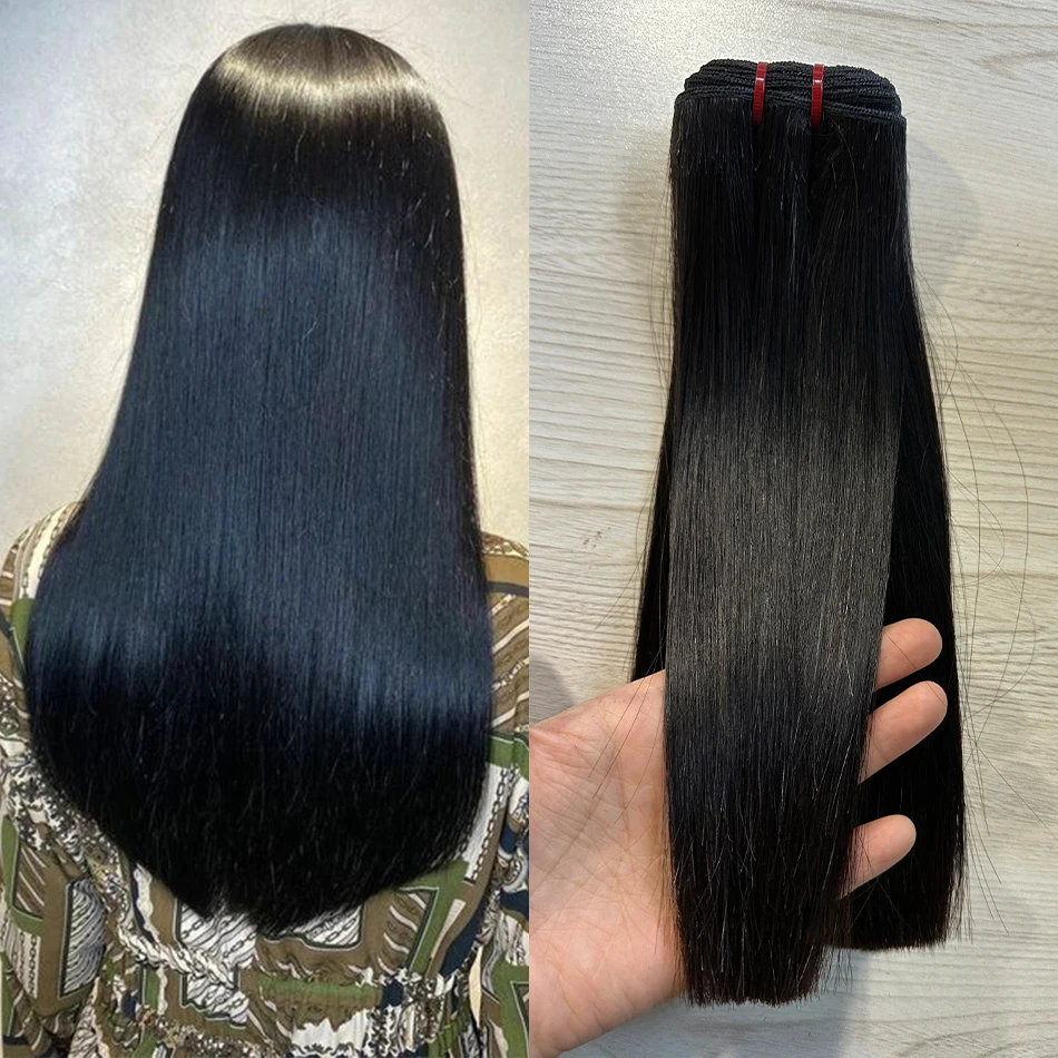 Chinese Virgin Human Hair Silky Straight Bundle 100G Raw Virgin Hair Bone Straight Super Double Drawn Human Extensions