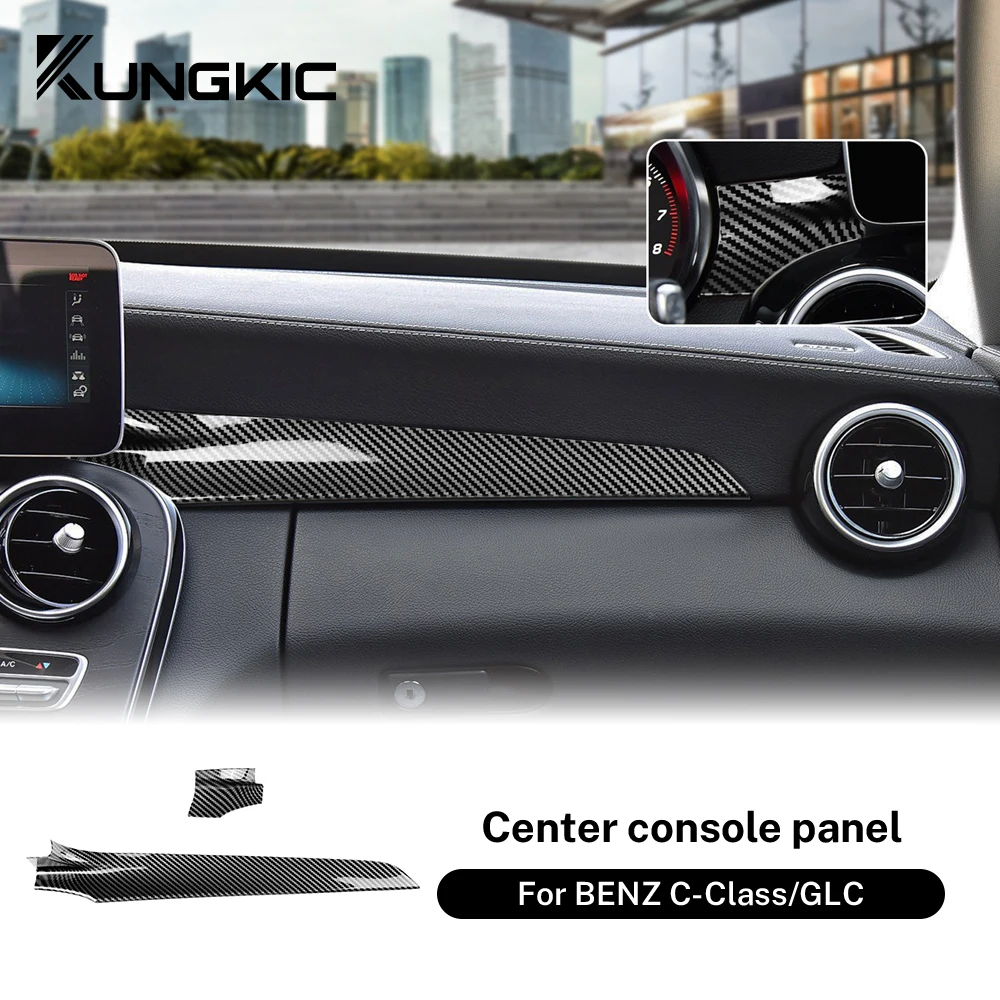 ABS 센터 콘솔 대시보드 트림 커버, 메르세데스 벤츠 C 클래스 W205 C180 C200 GLC X253 2015-2021 탄소 섬유, 자동차 액세서리