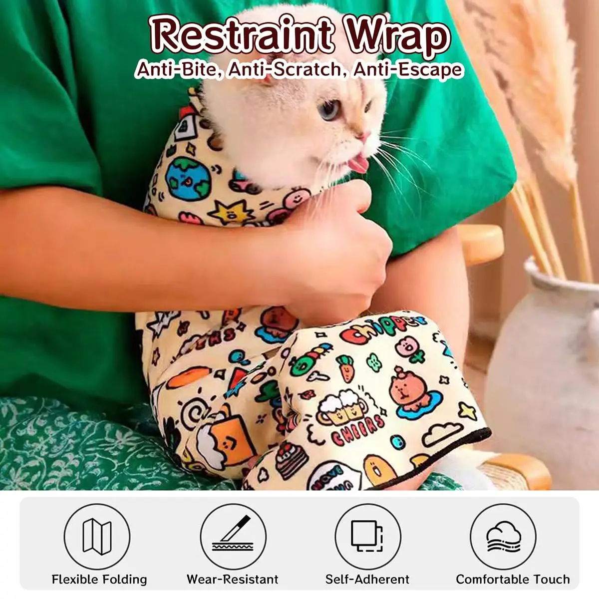 Pet Fixed Cloth Pet Wrap Cat Wrap Grooming Nail Clippers Injections Self-adhesive Anti Bite Scratch Anti Escape Restraint Bag - Imagen 3