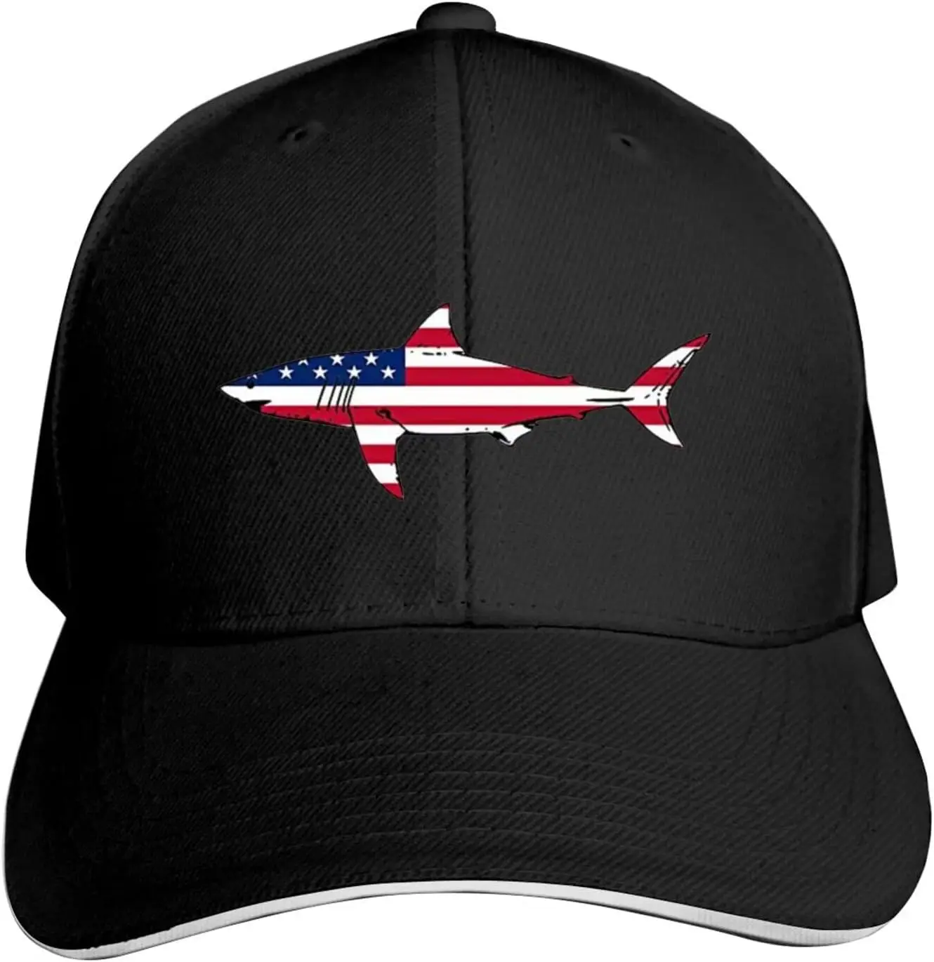 

American Flag Shark Fishing Baseball Cap Hat for Men Women Trucker Hat Adjustable Unisex Hat