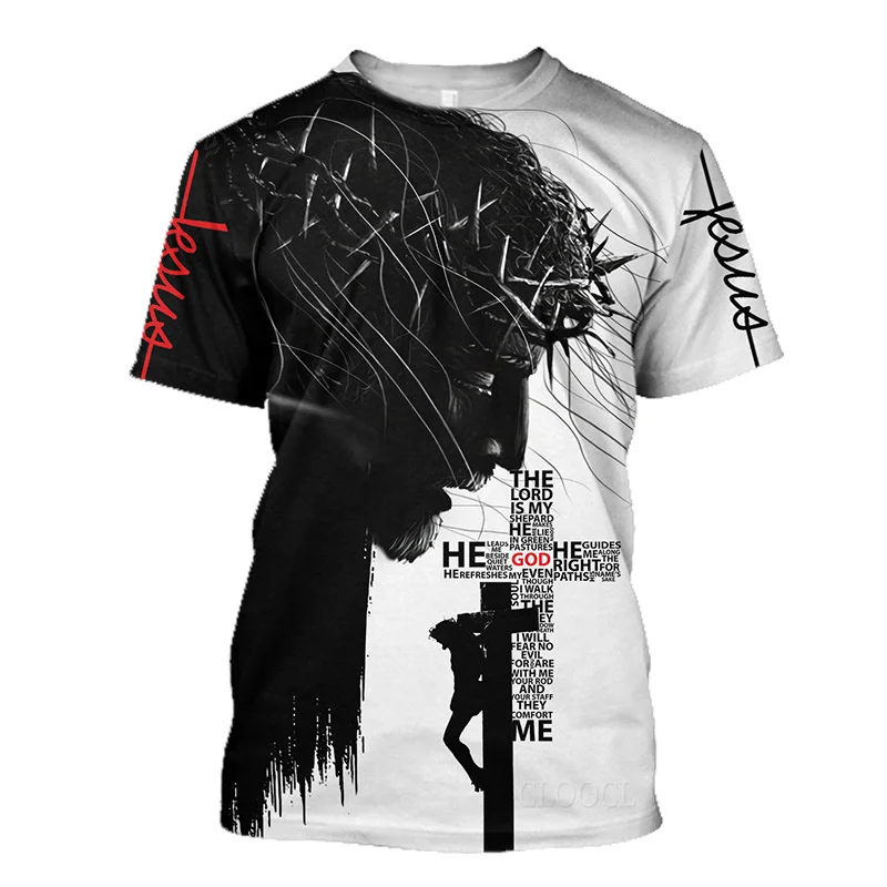 

Jesus God Crucifix Men Women T-shirt Summer Fashion Streetwear Short Sleeves 3D Print Tees Tops Casual Comfortable Trend Tshirts