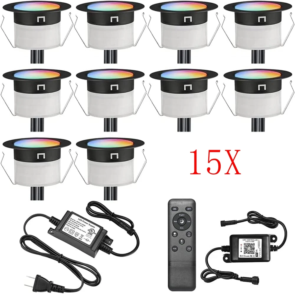 15x31mm LED Deck Lights Led Floor Lamp Outdoor Lighting Kit WIFI/Bluetooth Control For Alexa Google Home Terrace Patio