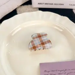 Elegant Plaid Acrylic Hair Claw Clip - Classic Retro Hair Accessory (A8)