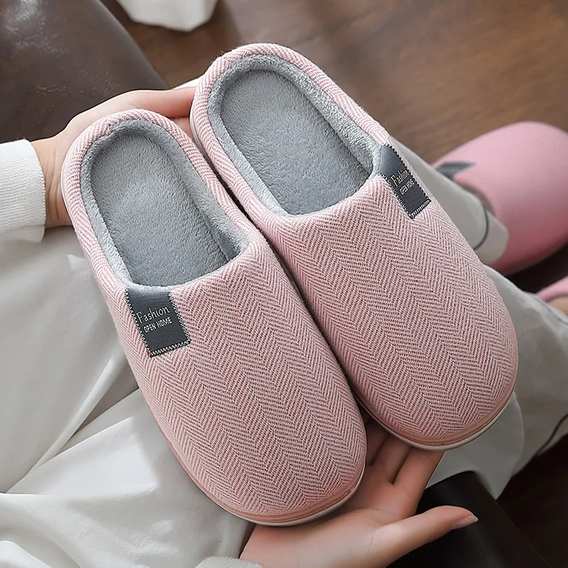 

WDZKN Fashion Women Winter Warm Home Slippers Indoor Bathroom Couple Slippers Slip-On Flat Non-Slip Comfort Cotton Shoes H20133G