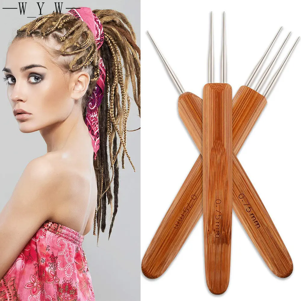 1Pcs/Lot 1 Hook 2 Hooks 3 Hooks Three Style Dreadlock Needle 0.5Mm/0.75Mm Natural Bamboo Dread-Lock Hair extensions tool