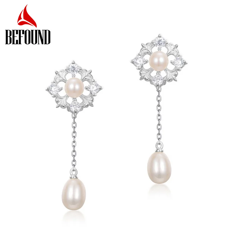 

Simplicity Imitation Pearls Dangle Earrings Women 925 Silver Gold Plated Flower Drop Earrings Wedding Banquet Party Fine Jewelry