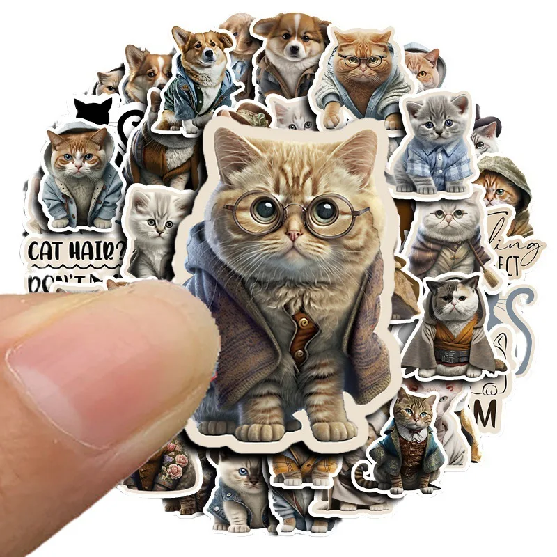 

10/30/50PCS Cute Gentleman Cat Cartoon Animal Sticker DIY Phone Laptop Luggage Skateboard Graffiti Decals Fun for Kid Toy
