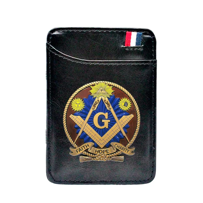 

Masonic Sun Face Faith Hope Charity Printing Leather Magic Wallet BE1450