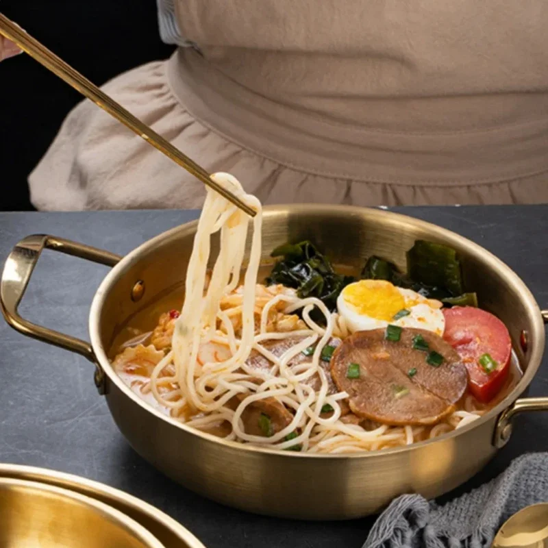 Stainless Steel Cookware Saucepan Dry Pots with Handle Home Cooking Paella Pan Seafood Rice Pot Picnic Snack Plates