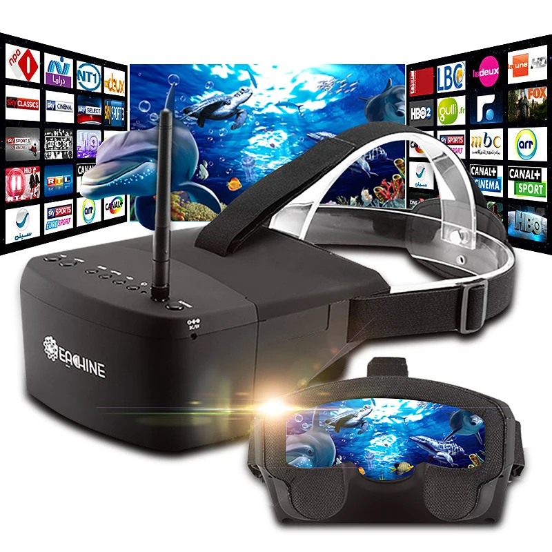 FPV Goggles with 5 Inch HD Screen and 40CH Receiver for RC Drone