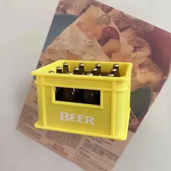 Whimsical 3D Beer Bottle Opener with Magnetic Refrigerator Sticker, Decorative Home Ornament (Yellow)