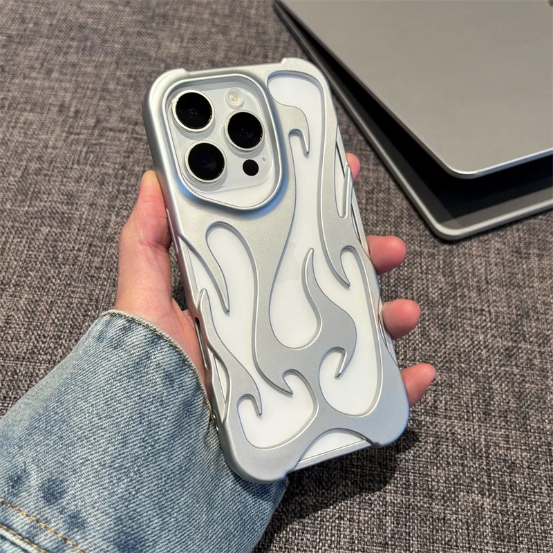 Coque de téléphone à motif de flamme et dissipation thermique, étui de protection anti-chute adapté à iPhone Pro Max Plus