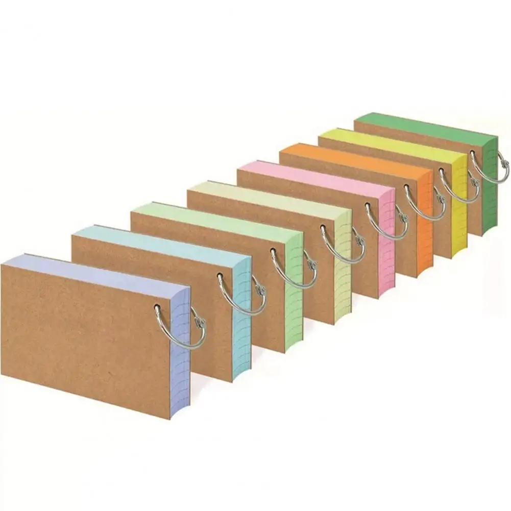 Colored Index Cards Flash Cards with Metal Ring Smooth Writing Thickened Paper No Ink Bleeding Notecards Ruled Study