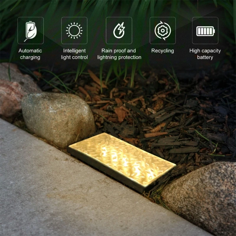 

Solar LED Ice Cube Brick Lights Outdoor Waterproof Stair Step Paver Lamp Landscape Light for Yard Lawn Garden Decoration