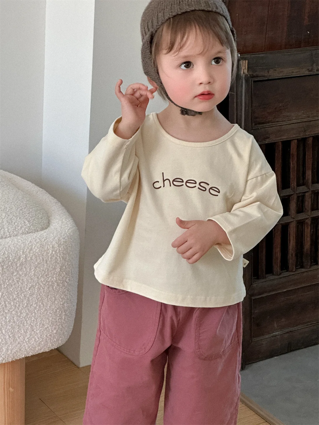 Spring New Baby Long Sleeve T Shirts Cotton Girls Letter Print Bottoming Shirts Toddler Boy Loose Casual Tops Infant Tee