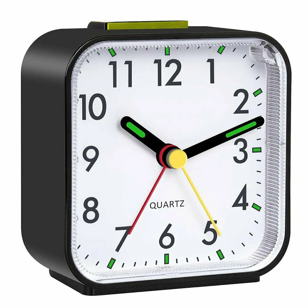 

Small Desk Silent Luminous Alarm Clocks Non-ticking Analog Quartz Clock with Light Snooze for Heavy Sleepers Office Bedroom