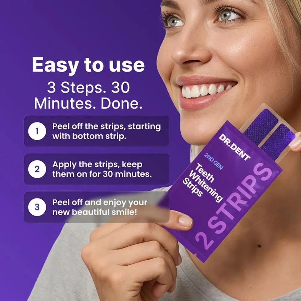 42 Strips Purple Gel Teeth Whitening Strips - 30 Min Fast Brightening, Remove Stains, Freshen Breath, Safe for Sensitive Teeth - immagine 5