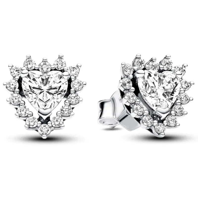 Chaîne de boucles d\'oreilles Halo Hoop avec cristal, argent regardé 925, perles, coeur de perle, ajustement original, cadeau de bijoux, indépendant