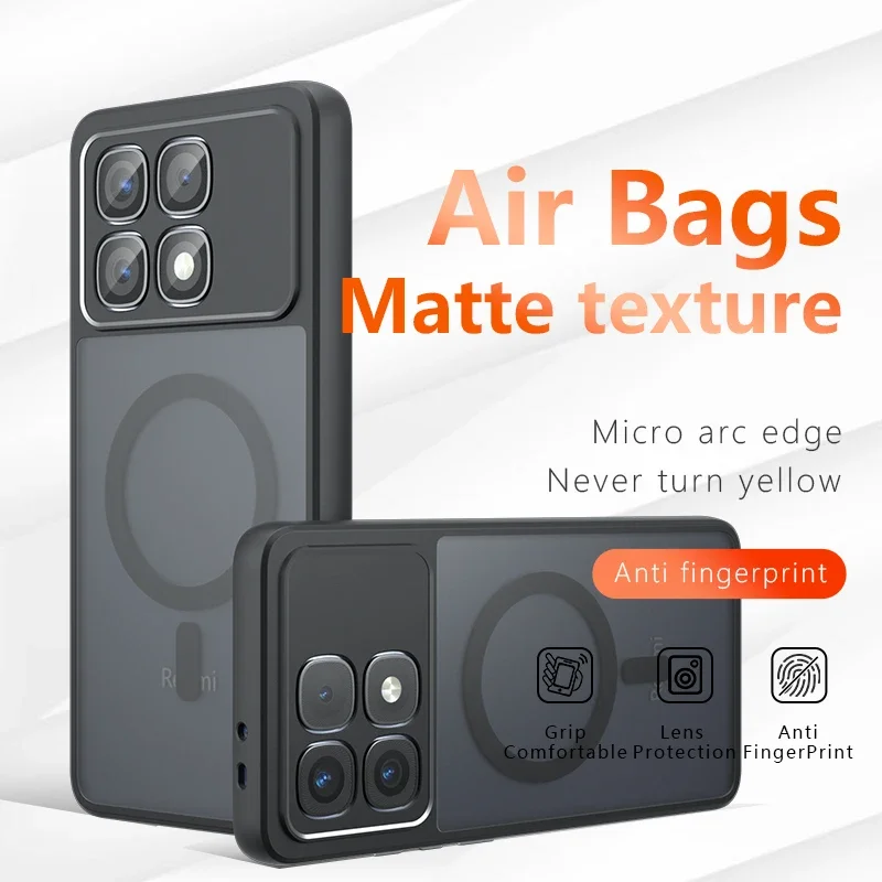 ELVEV Magnetic Shockproof Matte Case - Anti-Fingerprint Back Phone Cover