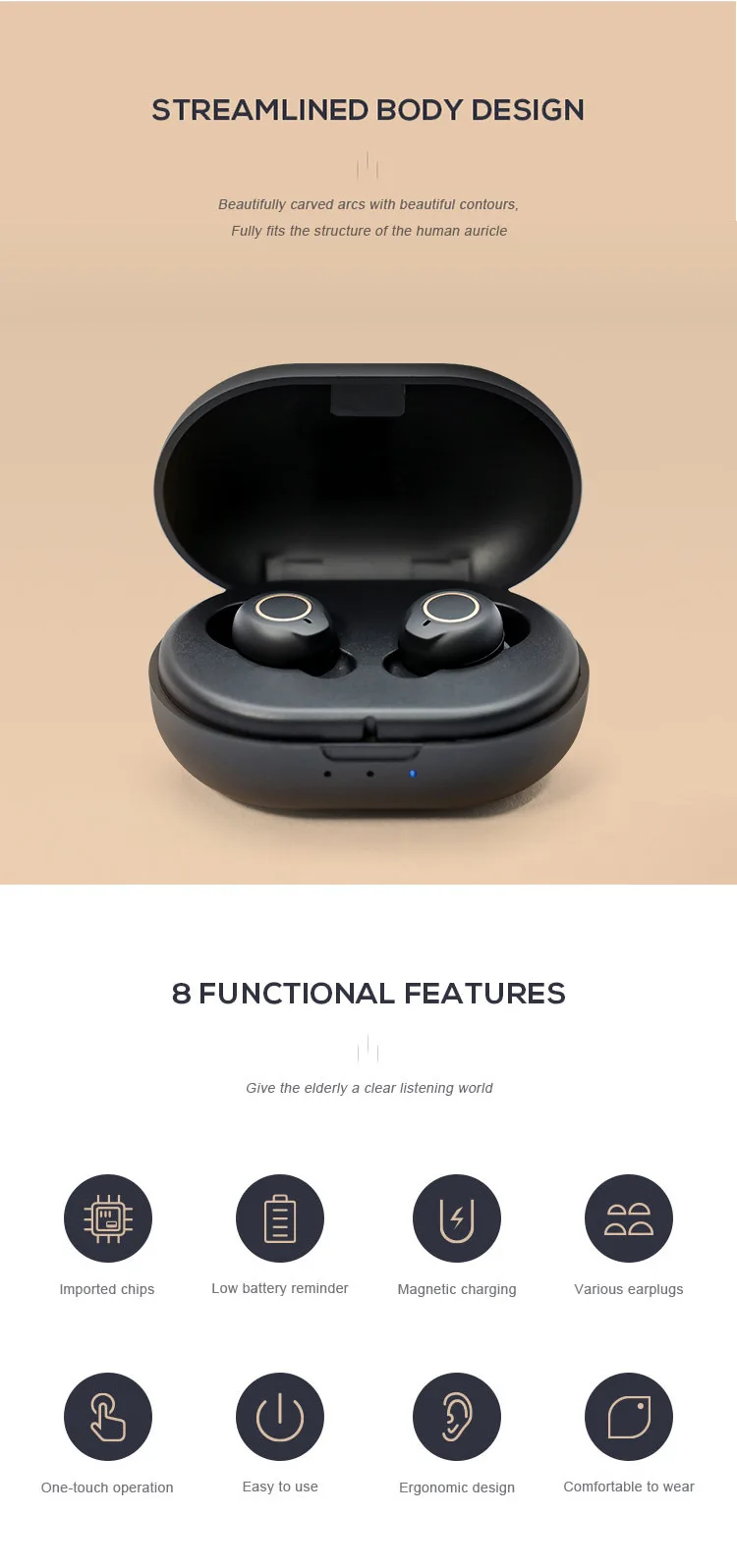 Cic Aid Hearing Rechargeable Intelligent Digital Sound Amplifier Wireless in Ear