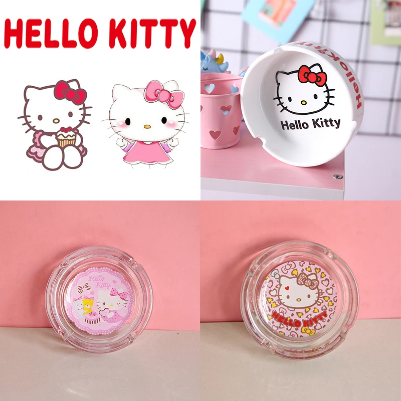 Hello Kitty Ashtray Cute Women Tobacco Cigarette Pack Shape Grass Desktop Portable Kawaii Anti-scalding Holder |
