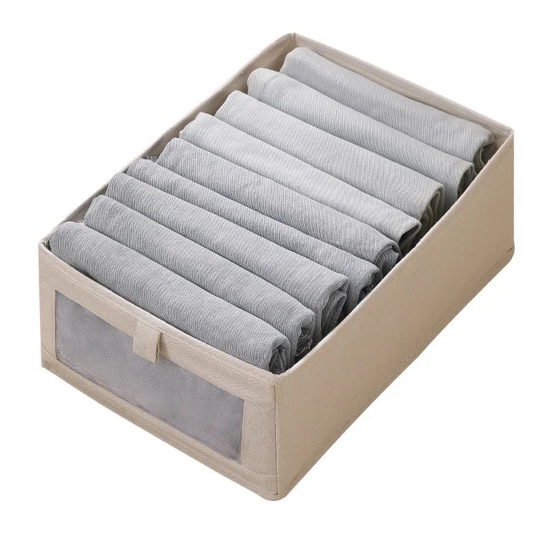 1PC Fabric Window Cotton Linen Storage Box Wardrobe Storage And Arrangement Large Clothing Storage Box Toys Can Be Folded 5