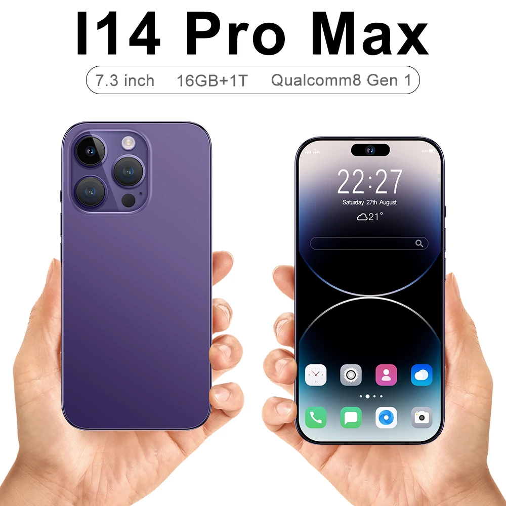 i14 Pro Max Smartphone 7.3 inch Full Screen Face ID 8000mAh Mobile ...