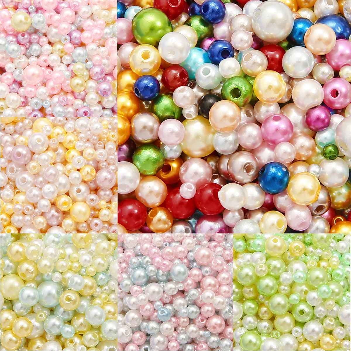 150Pcs Mix Size 3-8mm Beads With Hole Colorful Pearls Round Acrylic Imitation Pearl for DIY Jewelry Making Necklace Bracelet