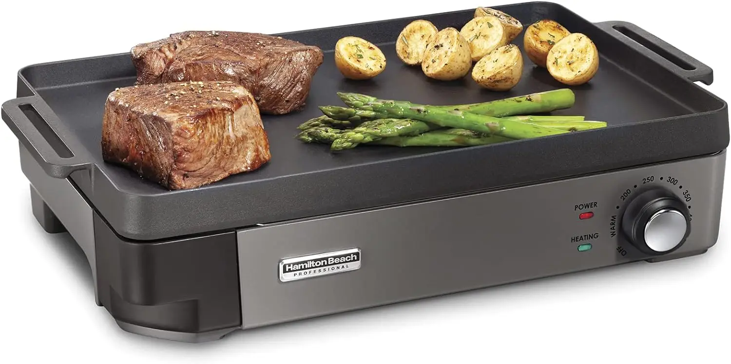 

Cast Iron Indoor Grill & Griddle, 10" x 16" Preseasoned Cooking Surface, Adjustable Temperature up to 450° F, Blac Contacts