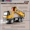 HuiNa 1573 1/14 RC Dump Truck 10-Channel 2.4G Alloy Remote Control Loader Truck  Engineering Vehicle RC Toy Gift for Boy 5