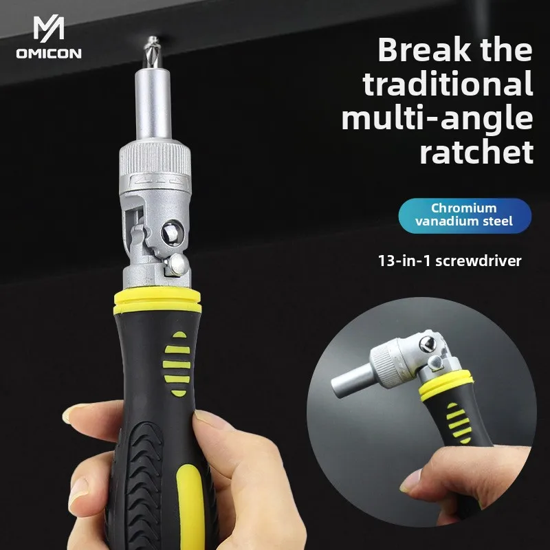 13 Pcs Sets Saving Labor Screwdriver 180 Degree Rotation Magnetic Bit Angle Extension Screw Driver Screw Kit Laptop Repair Tools