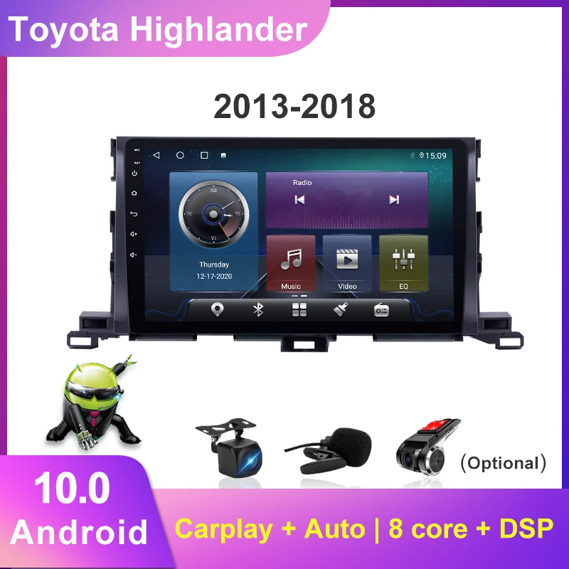 

Автомагнитола Yeanav с GPS-навигацией для Toyota Highlander 2013-2018, автомагнитола с проигрывателем для автомобиля, головное устройство с 4G SIM-картой, автомобильные аксессуары
