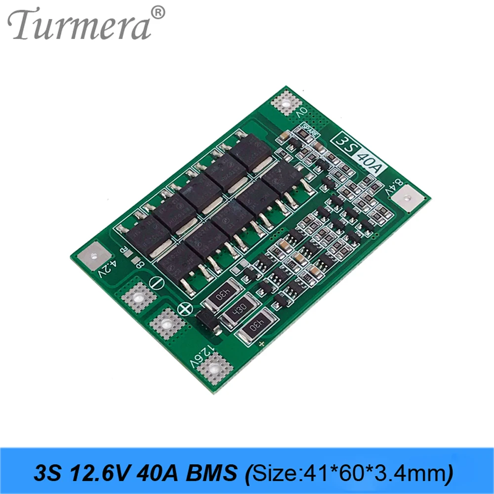Turmera 오토바이 배터리 보관함, 납 사용 교체용 솔더 니켈 포함, 3S 40A BMS, 3x8 21700 홀더, 12V 24Ah  40Ah