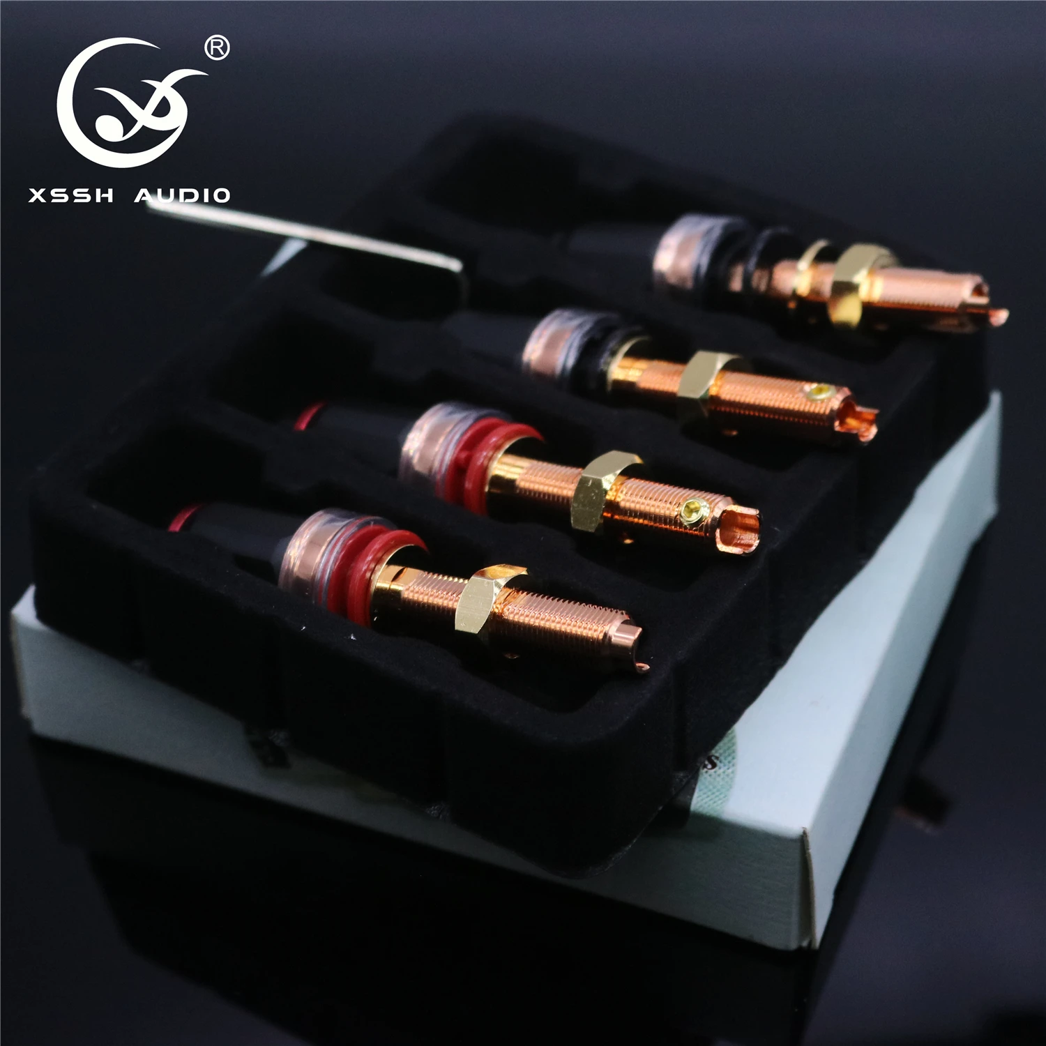 Speaker Socket 4pcs HIFI XSSH OEM Audio Red Pure Copper Female Banana Plug GF-RED07SBP Speakers Amplifier Terminal Binding Post