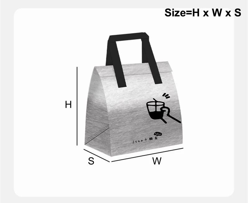 10pcs Silver Non-Woven Insulated Tote Bags, Reusable Fabric Pouches for Bread, Drinks, ... - SKU ITB01454 - UGI Packaging